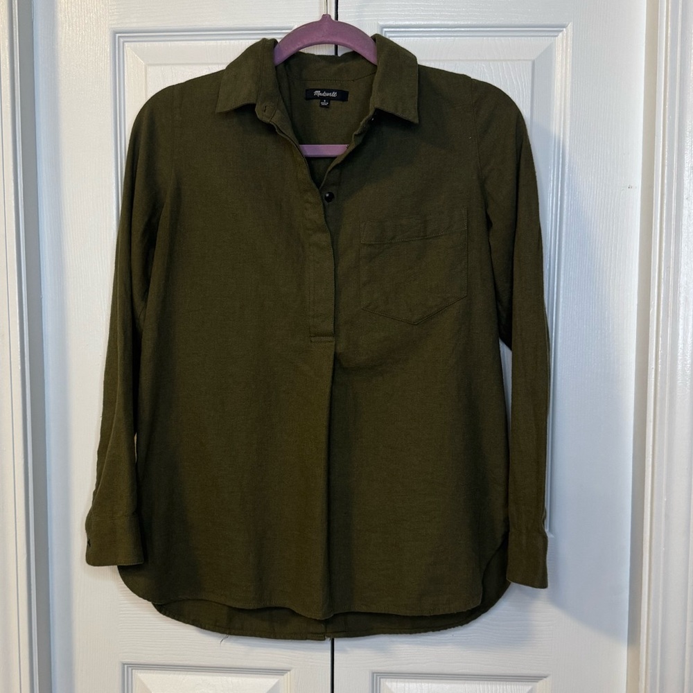 Madewell Forest Green Long Sleeve Shirt
